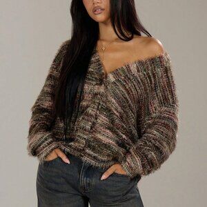 Casual Women's Oversized Textured Stripe Knit Sweater cardigan